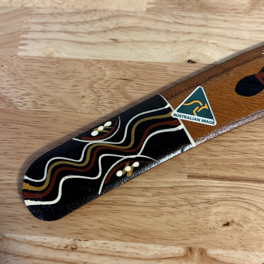 Australian Aboriginal Hand Painted Boomarang 14" Joe Skeen Indigenous Art Wood - Picture 2 of 10